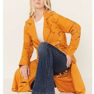 Free people orange Suzanna duster coat